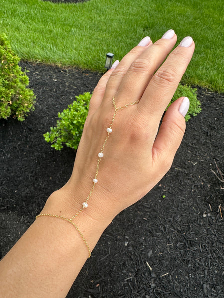 Pearl hand chain bracelet