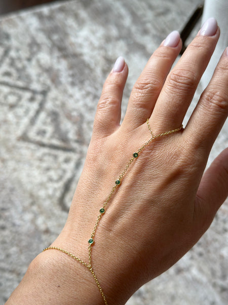 Tiny CZ stones hand chain bracelet