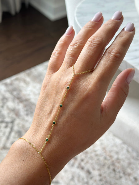 Tiny CZ stones hand chain bracelet