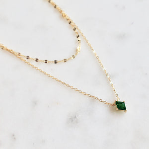 Green stone layered necklace