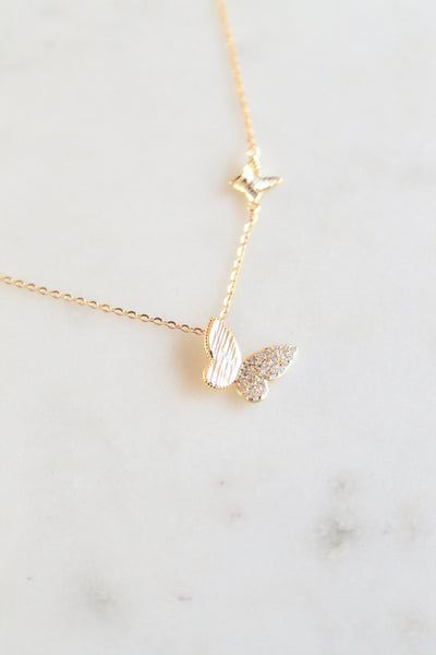 Two butterflies necklace