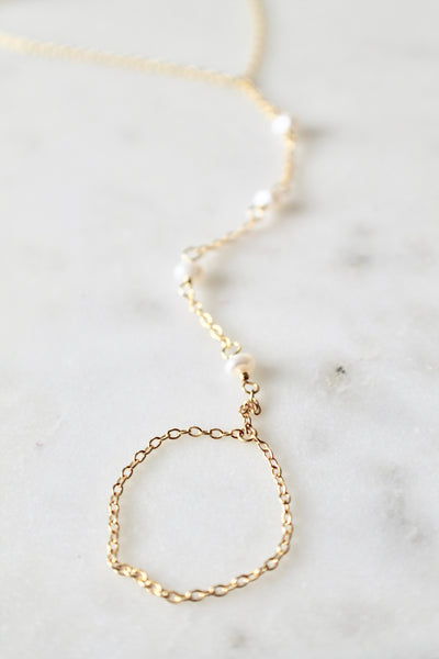 Pearl hand chain bracelet