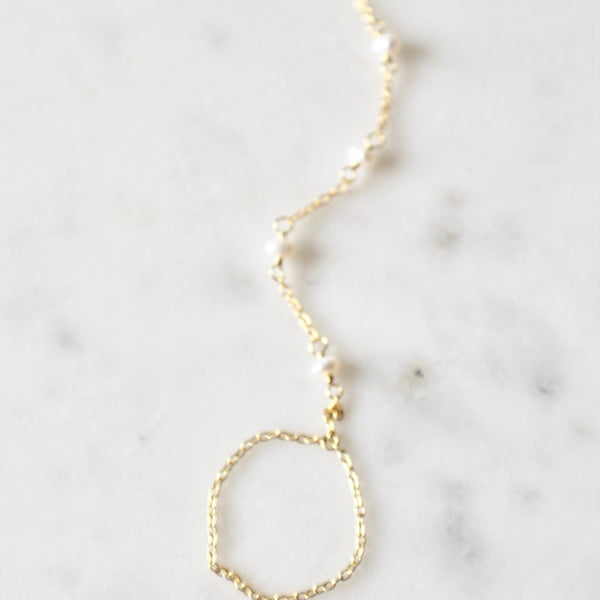 Pearl hand chain bracelet
