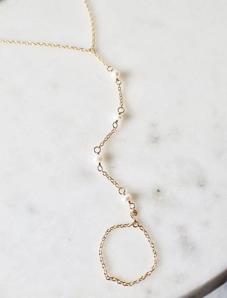 Pearl hand chain bracelet