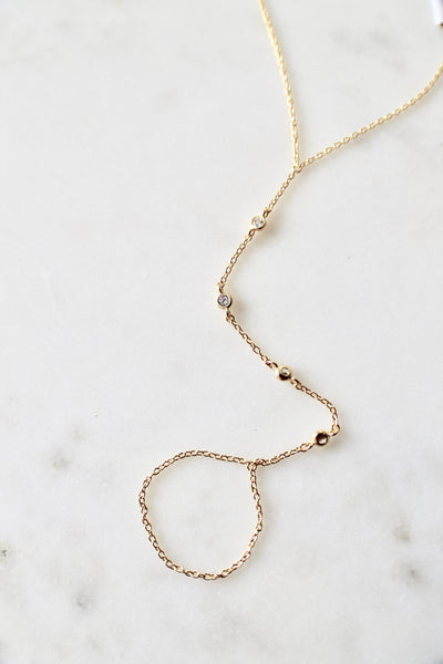 Tiny CZ stones hand chain bracelet