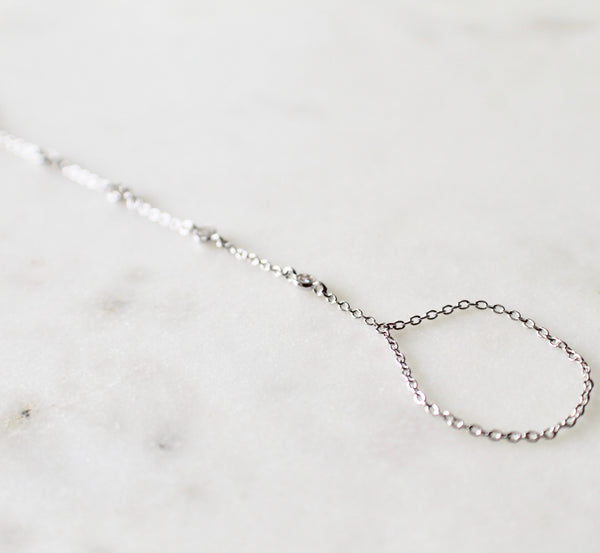 Tiny CZ stones hand chain bracelet