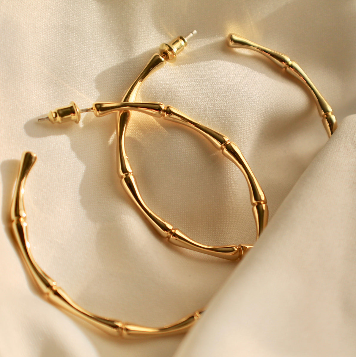 Bamboo thin hoop earrings Lily Lough Jewelry