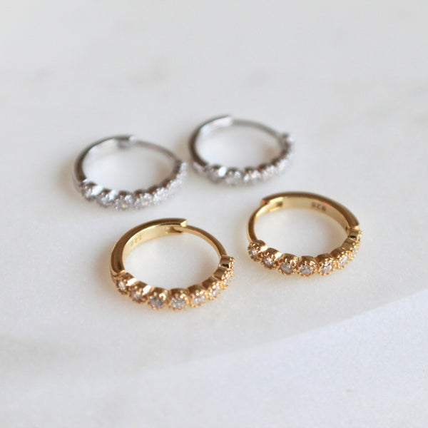 CZ small huggies - Lily Lough Jewelry