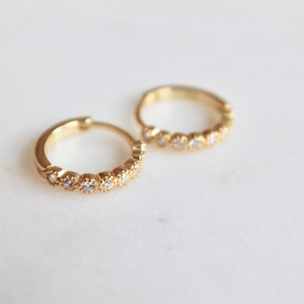 CZ small huggies - Lily Lough Jewelry