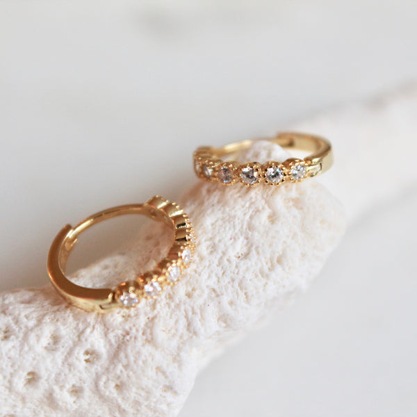 CZ small huggies - Lily Lough Jewelry