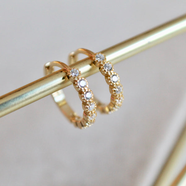 CZ small huggies - Lily Lough Jewelry