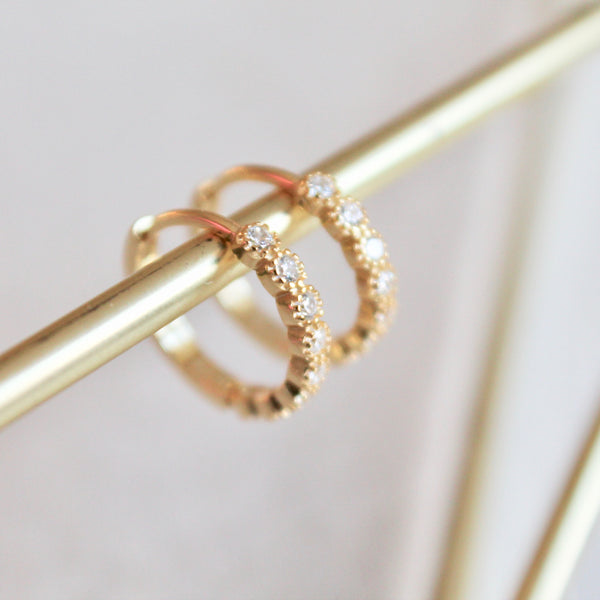 CZ small huggies - Lily Lough Jewelry