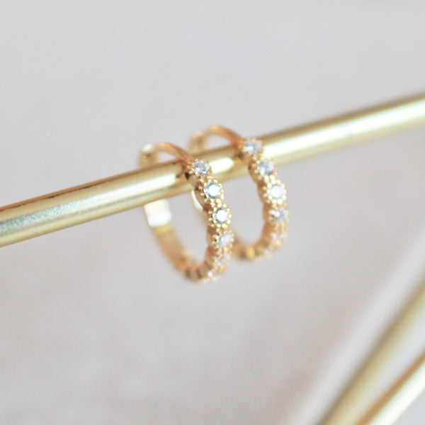 CZ small huggies - Lily Lough Jewelry