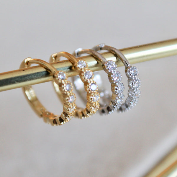 CZ small huggies - Lily Lough Jewelry