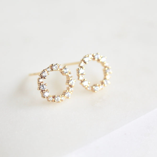 CZ open circle stud earrings - Lily Lough Jewelry