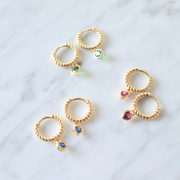 Tiny heart huggie earrings