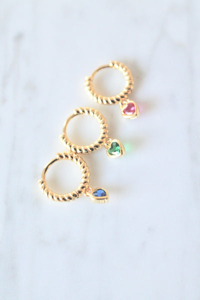 Tiny heart huggie earrings