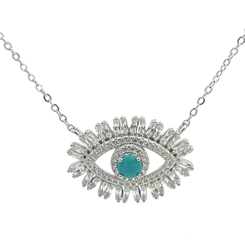 Evil eye turquoise stone necklace