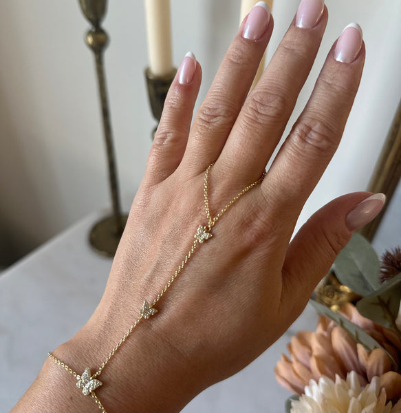 Butterflies hand chain bracelet