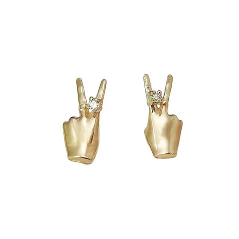 Peace sign stud earrings