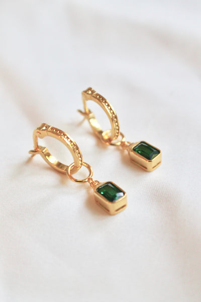 Carolina green stone huggie earrings