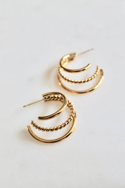 Triple twisted hoop earrings