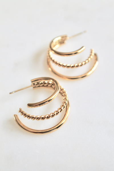 Triple twisted hoop earrings