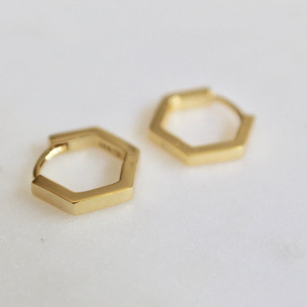 Hexagon huggie earrings