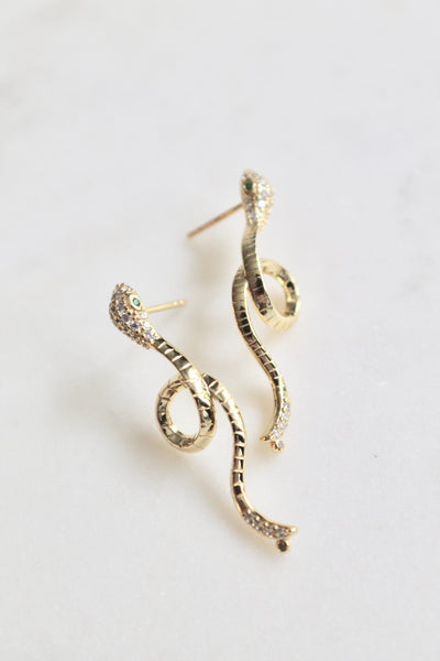 CZ snake earrings