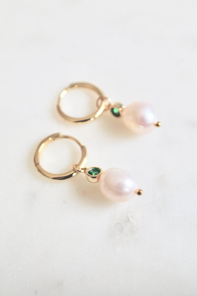 Diana pearl huggie earrings