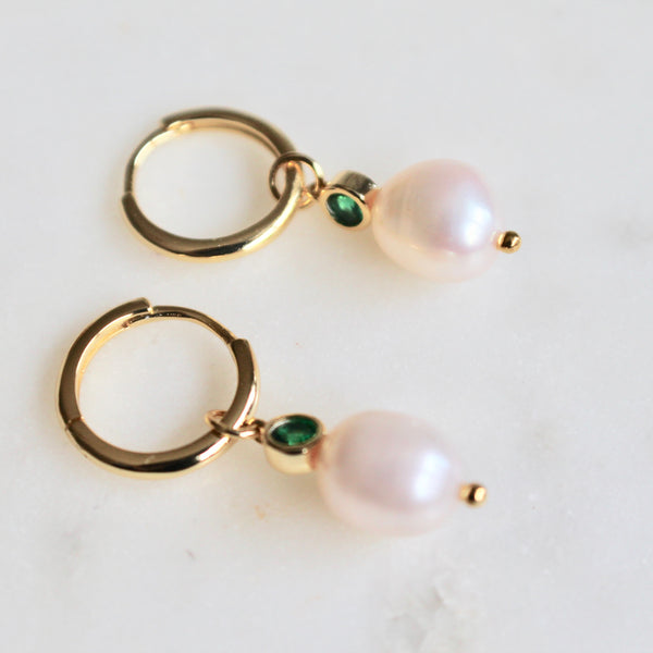 Diana pearl huggie earrings
