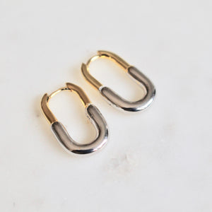 Mixed metals huggie earrings