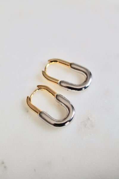 Mixed metals huggie earrings