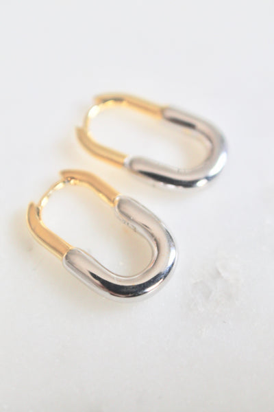 Mixed metals huggie earrings