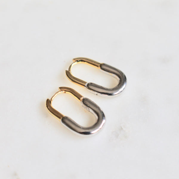 Mixed metals huggie earrings