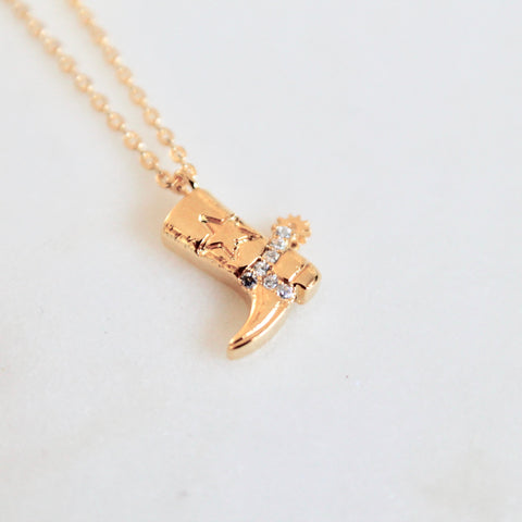 Cowboy boot dainty necklace