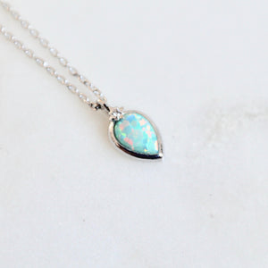 Opal drop dainty necklace