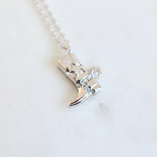 Cowboy boot dainty necklace
