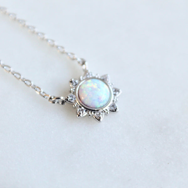 Opal sun  dainty necklace