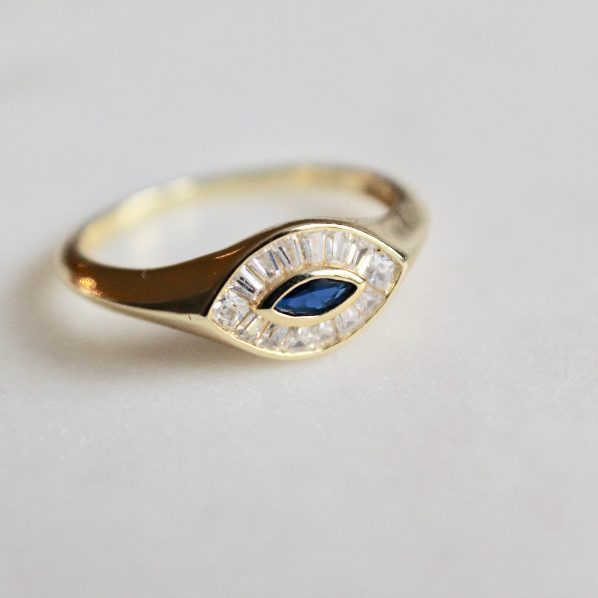 Blue evil eye ring