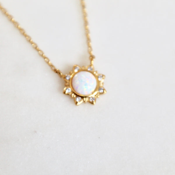 Opal sun  dainty necklace