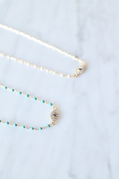 Evil eye bead necklace