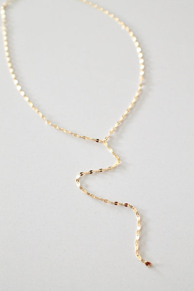 Gold lariat necklace