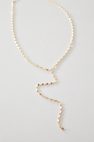 Gold lariat necklace