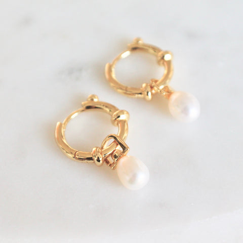 Layla pearl huggie earrings