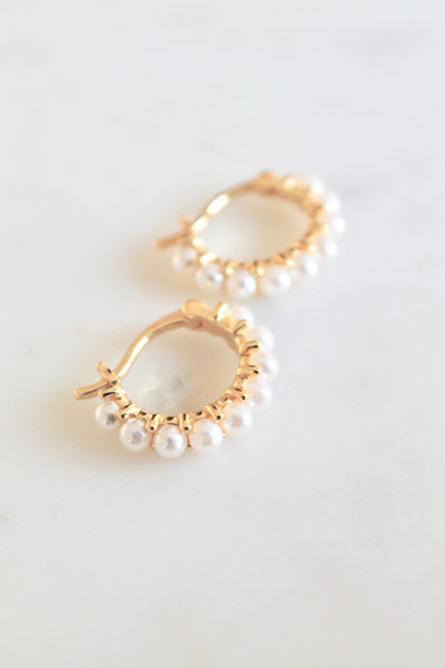 Kaylie pearl  huggie earrings