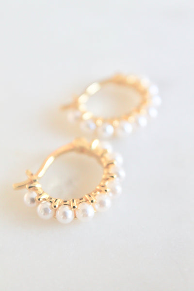 Kaylie pearl  huggie earrings