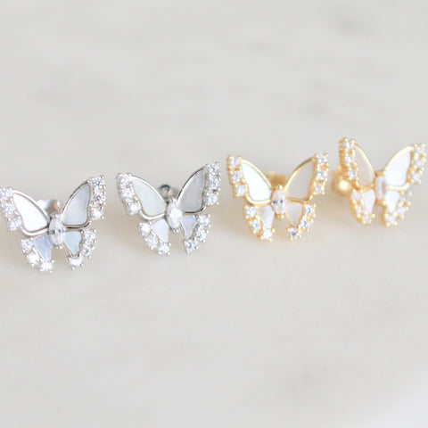 Butterfly cz stud earrings