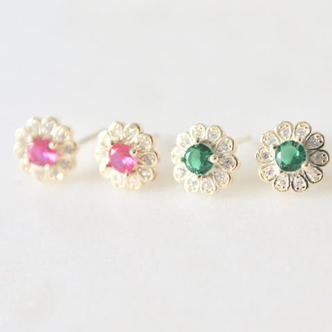 Flower studs earrings