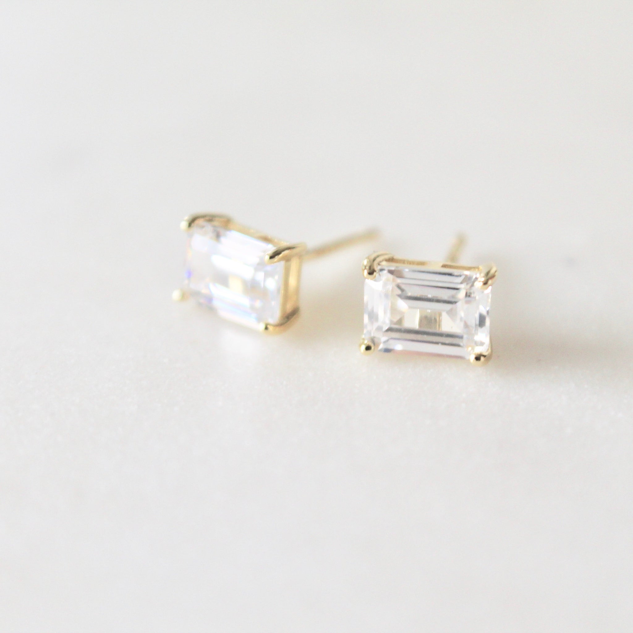 Emerald cut stud earrings